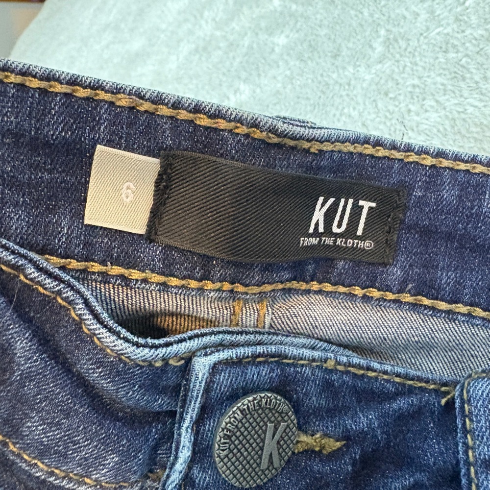 Kut from the Kloth Jeans Women 6 (Fits 30x30) Mia Toothpick Skinny Faded Whisker - Picture 3 of 11